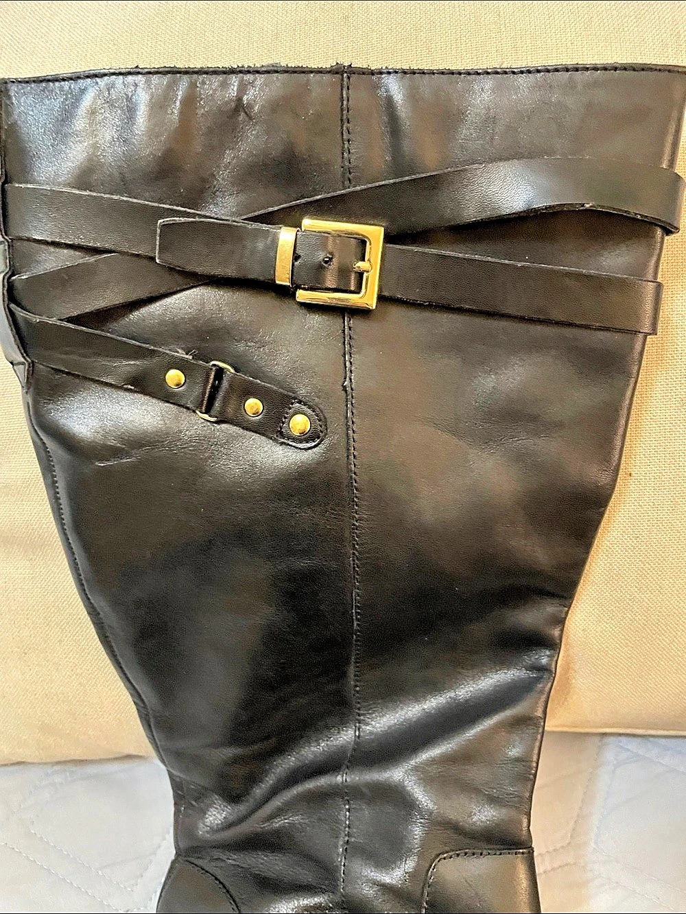 Franco Sarto Celeste Knee high Leather Wide Calf Boots Black US 10M - Picture 5 of 11